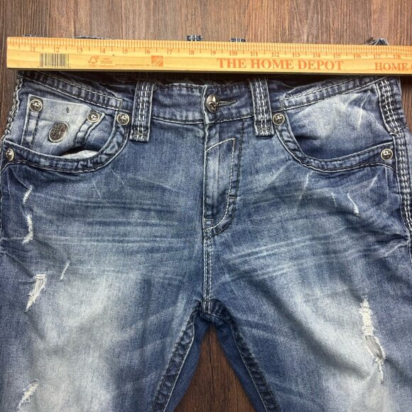 Rock Revival Zed Straight Jeans Distressed Faded Medium Wash Men’s Size 36 - Picture 9 of 13
